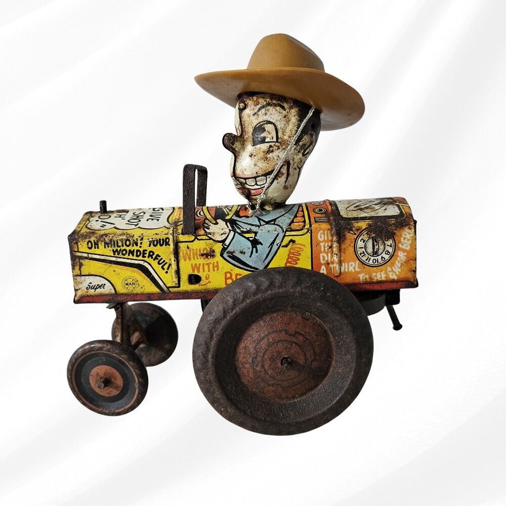 1940s Marx Milton Berle Crazy Car Wind Up Tin Toy Vintage